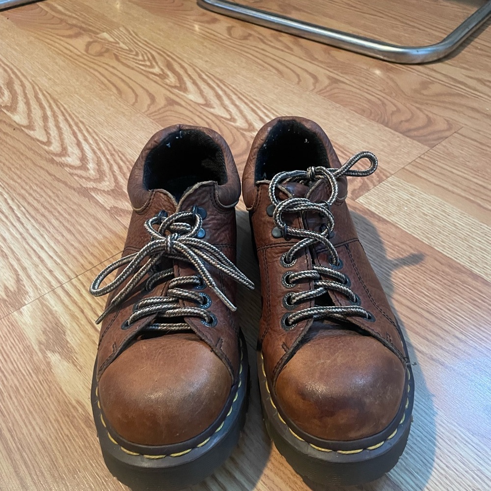Doc martens vintage Brown Leather Men's chunky Oxford Leather Shoes